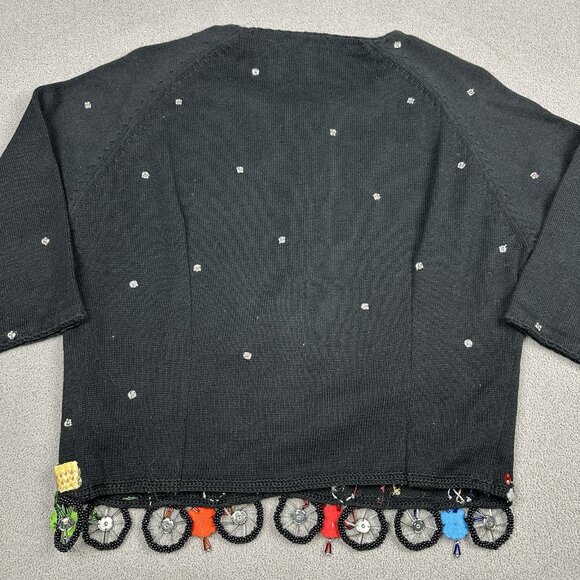 2000 Michael Simon Bicycle Cardigan Sweater Womens Size M Beaded Snaps - Picture 10 of 10